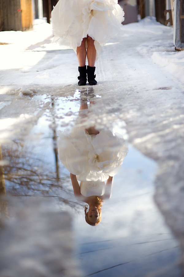 reflection of bride - photo by Denver based wedding photographers Adam and Imthiaz